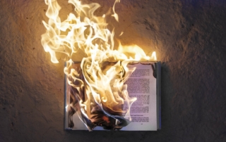 burning open book